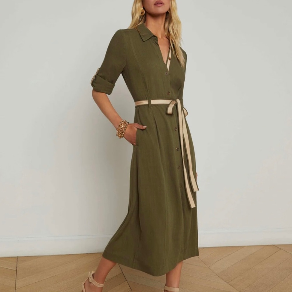 NWT L’AGENCE  Malika Linen-Blend shirt dress